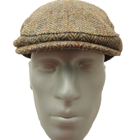 Hartside HS14 Scottish Highland Harris Tweed® Flat Cap in GREEN-BROWN -PICK SIZE - Picture 3 of 9